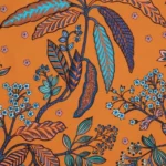 Tissu Bibi Fond Mandarine édition Thevenon Paris