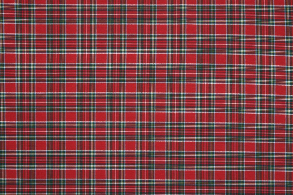 Tissu coton carreaux écossais Clark lurex - Rouge, vert, jaune, blanc
