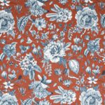 Tissu velours microfibre imprimé Pivoine - Terracotta
