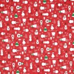 Tissu coton imprimé Winter - Rouge