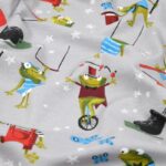 Tissu jersey imprimé enfant - Grenouille, multicolore, fond gris