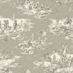 Toile de jouy largeur 280 cm "Histoire d' eau" édition Thevenon Paris - Lin