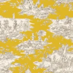 Toile de jouy largeur 280 cm "Histoire d' eau" édition Thevenon Paris - Jaune