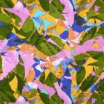 Tissu viscose imprimé Lahana - Multicolore, Vert, jaune, rose