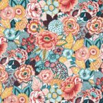 Tissu coton enduit cretonne Oeko-tex Indra fleurs -  Multicolore
