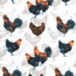 Tissu coton enduit cretonne Oeko-tex Poupoule - Fond blanc