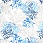 Tissu coton enduit cretonne Oeko-tex Récif - Fond Blanc