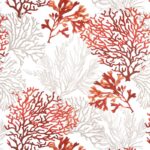 Tissu coton enduit cretonne Oeko-tex Récif -  Brique, fond Blanc