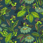 Tissu Garden land Fond vert de chrome édition Thevenon Paris
