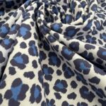 Tissu coton imprimé Léopard - Bleu
