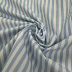 Tissu coton imprimé Marinière - Bleu ciel