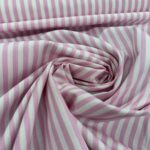 Tissu coton imprimé Marinière - Rose clair