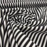 Tissu coton imprimé Marinière - Noir