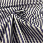 Tissu coton imprimé Marinière - Bleu marine