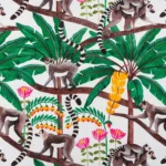 Tissu Lémurien fond blanc édition Thevenon Paris