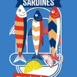 Coupon de tissu - Sardines, bleu clair