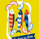 Coupon de tissu - Sardines, jaune