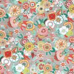 Tissu coton enduit imprimé Alizee - Multicolore, fond naturel