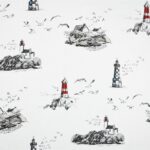 Toile de coton imprimé Phares - Fond blanc