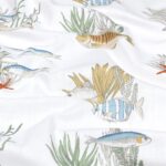 Toile de coton imprimé Rascasse - Multicolore, fond blanc