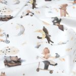 Tissu coton imprimé Skybear - Fond blanc