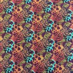 Tissu coton imprimé Léo - Multicolore, turquoise