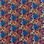 Tissu coton imprimé Léo - Multicolore, bleu