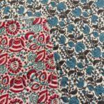 Tissu boutis matelassé réversible lurex Indien - Fleurs, bleu, rouge