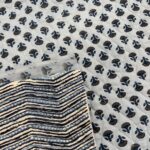 Tissu boutis matelassé réversible lurex Indien - Fleurs, fond bleu