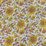 Tissu coton indien lamé - Fleurs, jaune fond écru