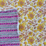 Tissu boutis matelassé réversible lamé Indien - Surya Phool, rose, orangé