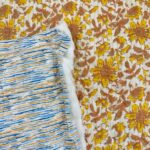 Tissu boutis matelassé lamé réversible Indien - Surya Phool, orangé, bleu