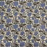 Tissu coton indien lamé - Mehfili, bleu, fond blanc