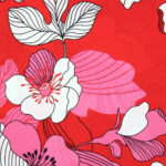 Tissu viscose imprimé - Fleurs, rose, rouge
