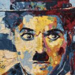 Coupon panneau décoratif en jacquard Charlie Chaplin - Multicolore