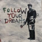 Coupon panneau décoratif en jacquard Banksy - Follow Your Dreams