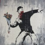 Coupon panneau décoratif en jacquard Banksy - Flower Thrower