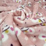 Tissu Doudou imprimé - Cœur, rose