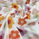 Tissu Doudou imprimé - Fleurs, Multicolore