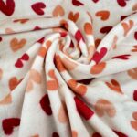 Tissu Doudou imprimé - Cœur, multicolore, fond blanc