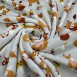 Tissu Doudou imprimé - Renards, fond gris