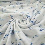 Tissu double gaze imprimée - Fish, bleu fond blanc