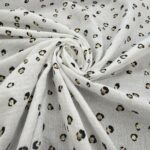 Tissu double gaze imprimée - Léopard, doré fond blanc