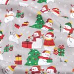 Tissu coton imprimé Frozen Noël - Gris perle