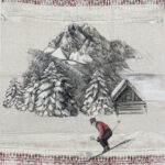Coupon de tissu - Ski alpin chalet