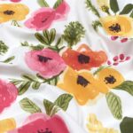 Tissu coton imprimé Evangeline - Multicolore, fond blanc