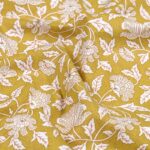 Tissu coton imprimé Aubane - Fond moutarde
