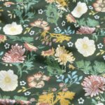 Tissu coton imprimé Everly - Fond kaki