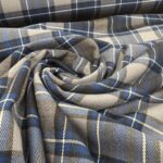 Coupon de tissu Tartan viscose 3m x 1,40m bleu, gris