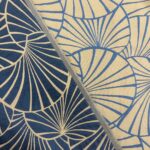 Coupon de tissu Thevenon nymphéas 1,50m x 1,40m bleu, ficelle